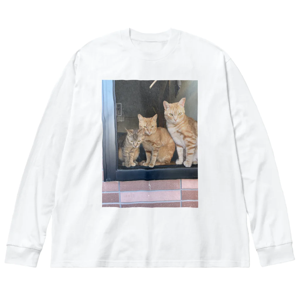 ANAROGUの出窓で飼い主帰るを待つ猫たち Big Long Sleeve T-Shirt