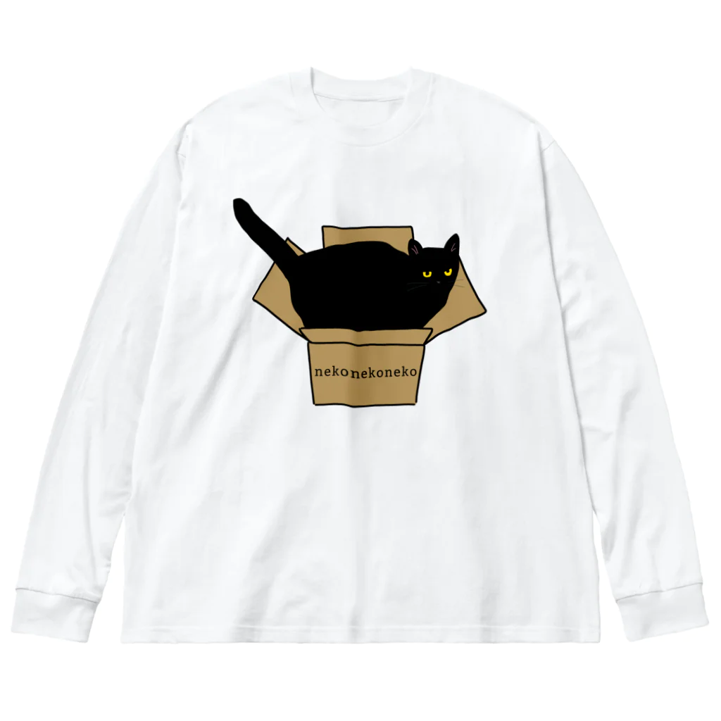 小鳥と映画館の黒猫と段ボール Big Long Sleeve T-Shirt