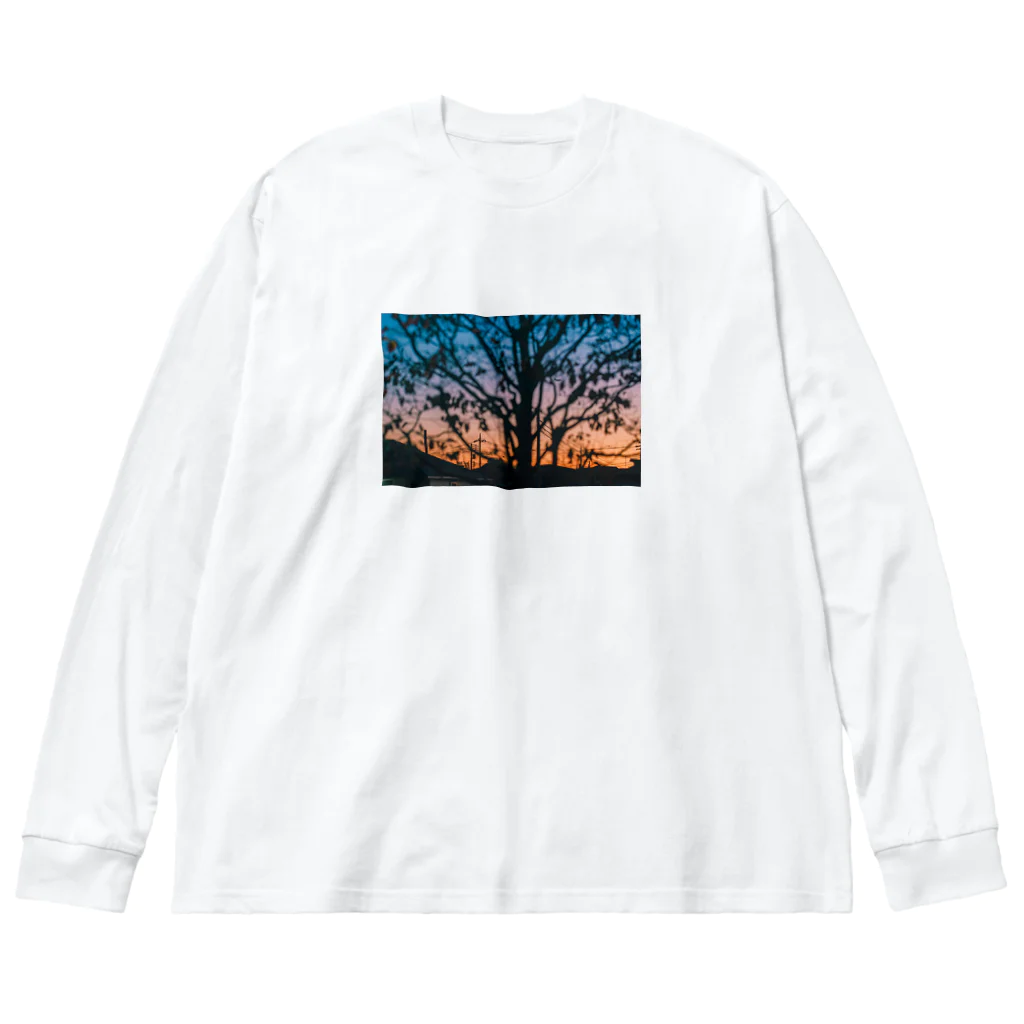 星のこどもたちの百日紅の夕景 ビッグシルエットロングスリーブTシャツ