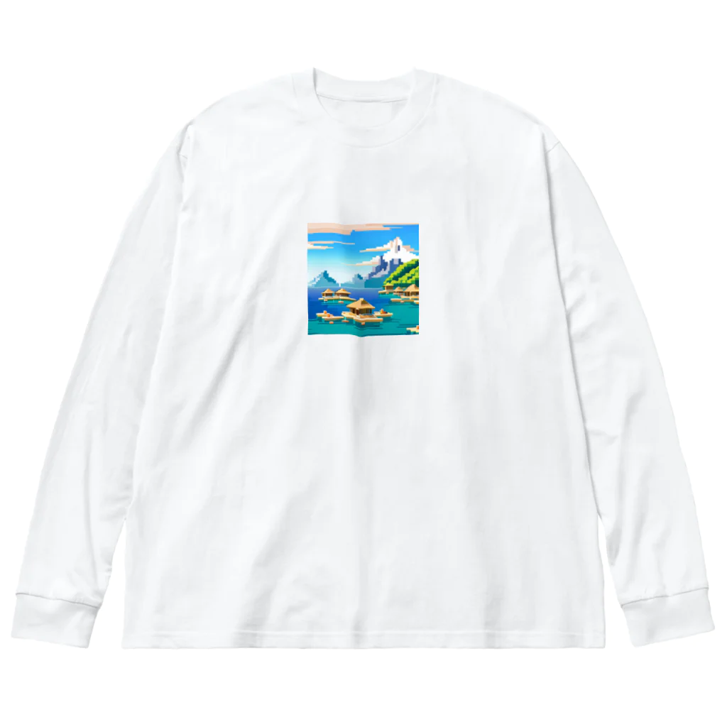 keita-sawadaのドット　ボラボラ島のオーバーウォーターバンガロー ビッグシルエットロングスリーブTシャツ