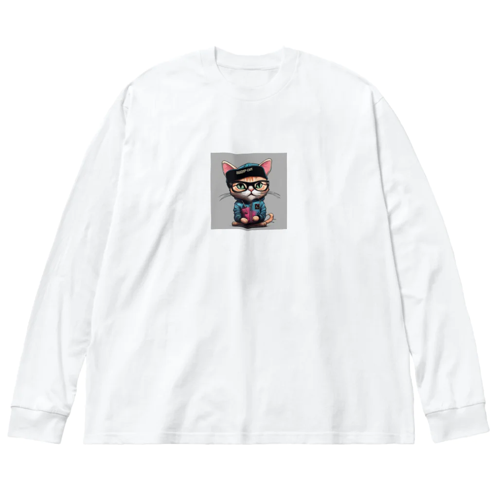 非常口社長のヒップホップ猫 Big Long Sleeve T-Shirt