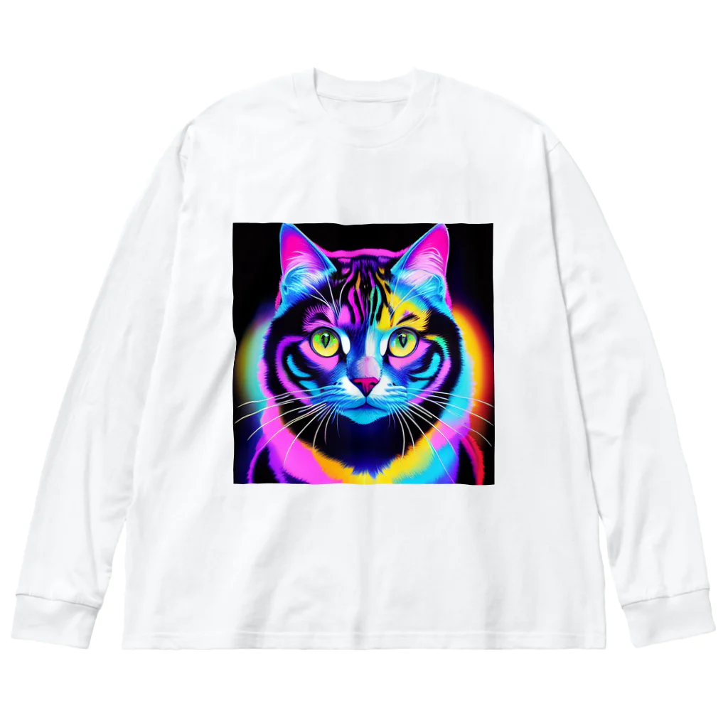 629_CAT_ARTのカラフルサイバーキャット vol2 Big Long Sleeve T-Shirt