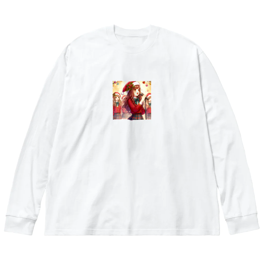 SAKIのクリスマスに歌う女性 Big Long Sleeve T-Shirt