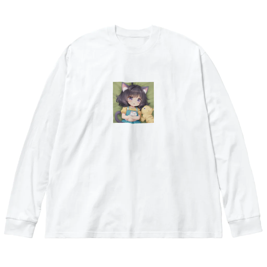 かわいい女の子とシュールな絵のねこ耳幼女 Big Long Sleeve T-Shirt