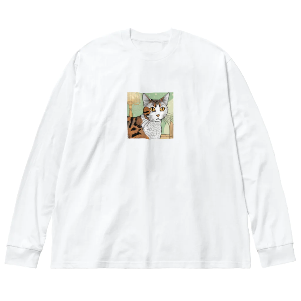 iyashi₋creatersのじっと見つめる猫 ビッグシルエットロングスリーブTシャツ