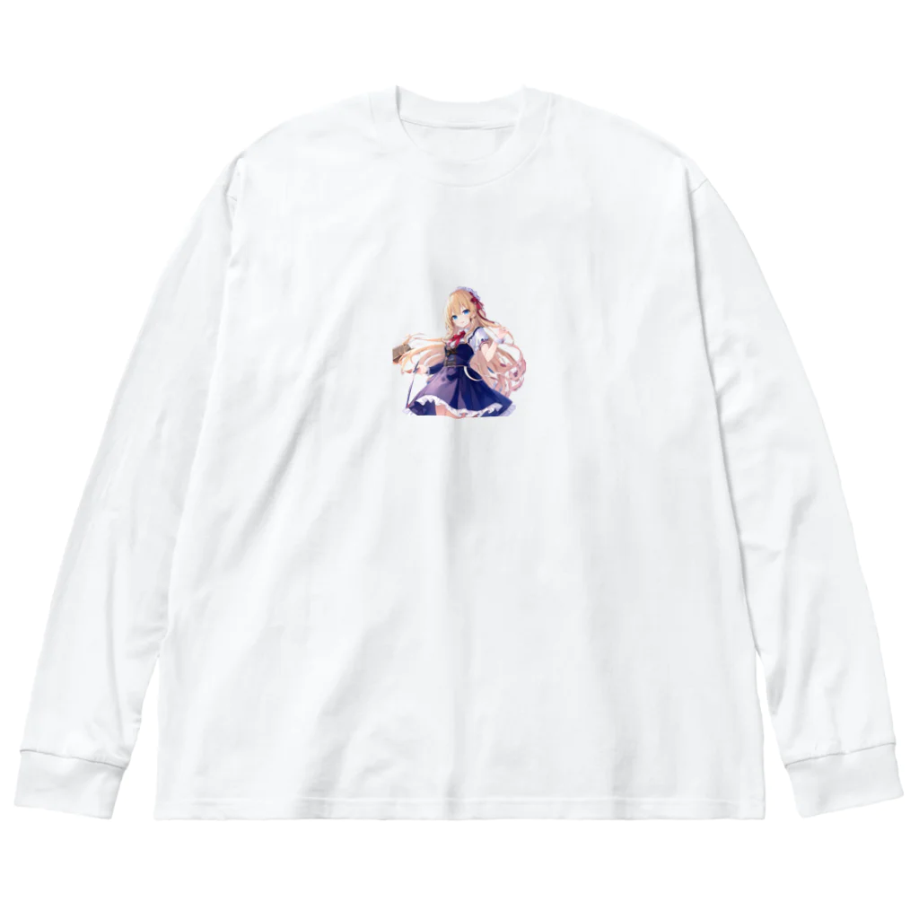 かわいい女の子とシュールな絵のアリスマーガレットちゃん ビッグシルエットロングスリーブTシャツ