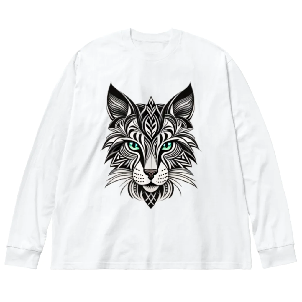 629_CAT_ARTのモノラルキャット Big Long Sleeve T-Shirt