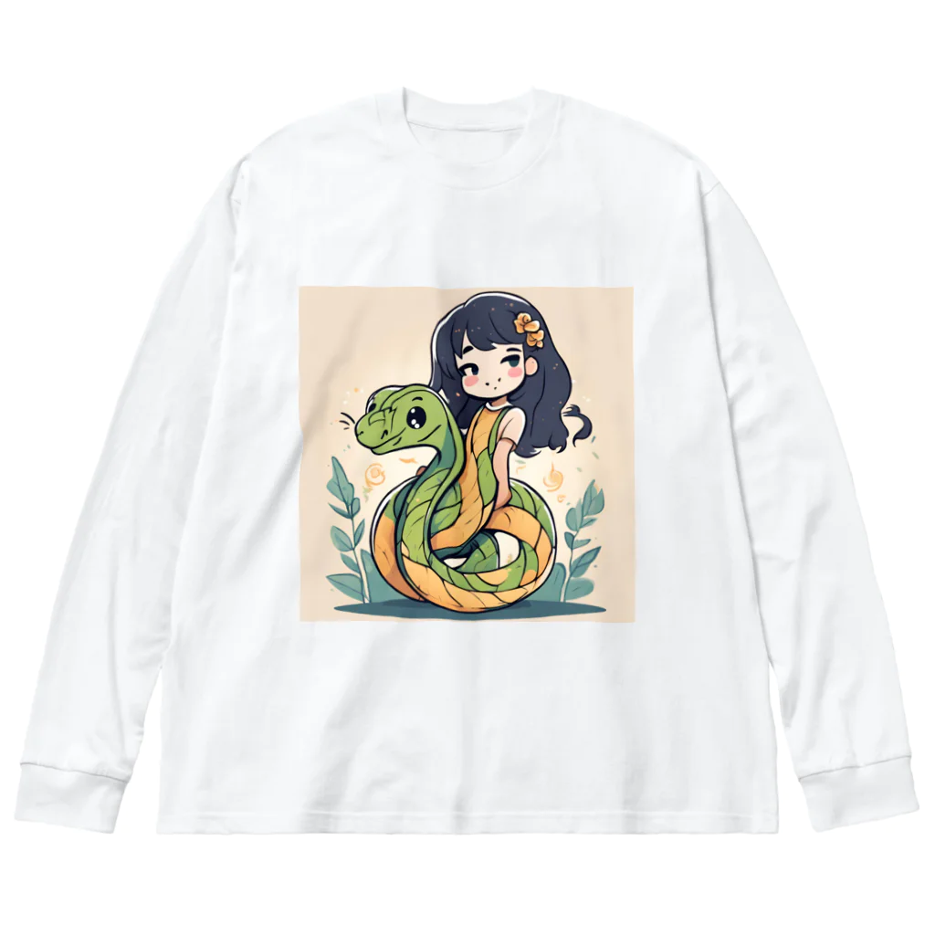 the blue seasonの仲良しの春風：少女と蛇の物語 ビッグシルエットロングスリーブTシャツ