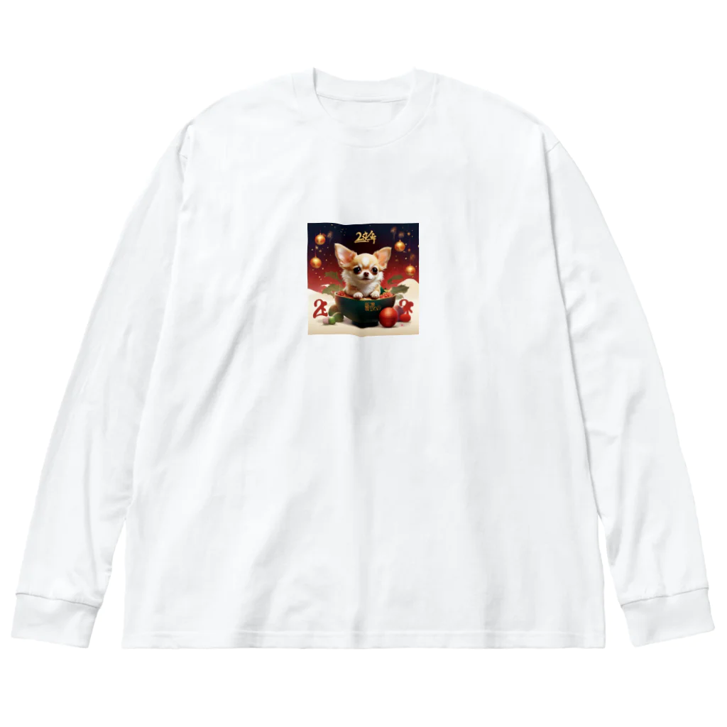 チワワ愛好家ショップのクリスマスからお正月へと華やかなトランスフォーメーション Big Long Sleeve T-Shirt