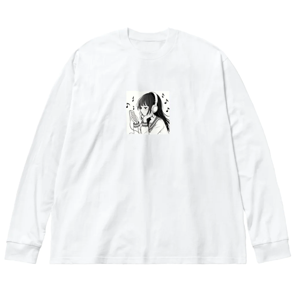 kibou0304の音楽を聴く女の子 Big Long Sleeve T-Shirt