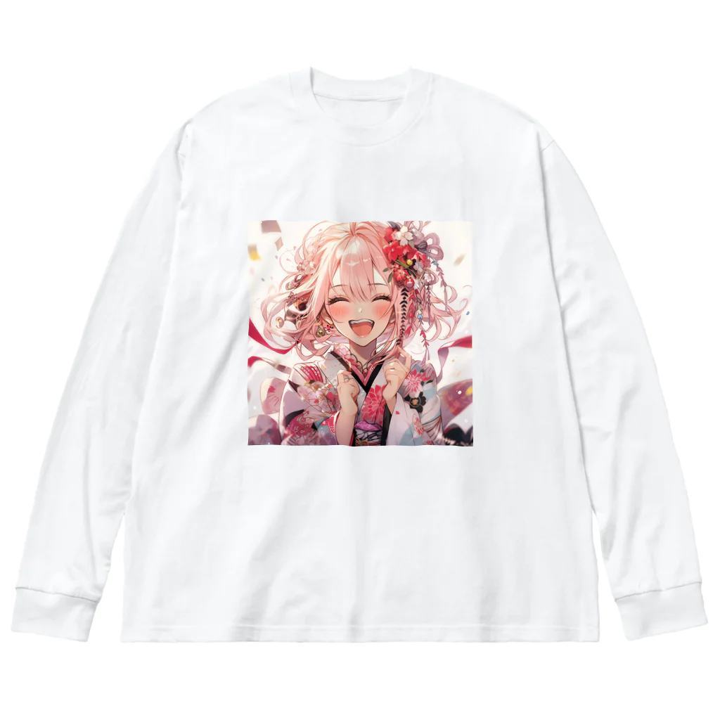 ぶーたんの笑顔の花開き ビッグシルエットロングスリーブTシャツ