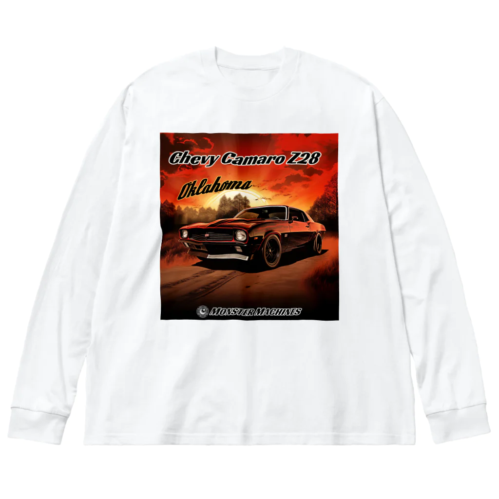 ｱｰﾄｷﾞｬﾗﾘｰ こっそり堂 (笑のChevy Camaro Z28 Oklahoma モンスターマシーン ビッグシルエットロングスリーブTシャツ