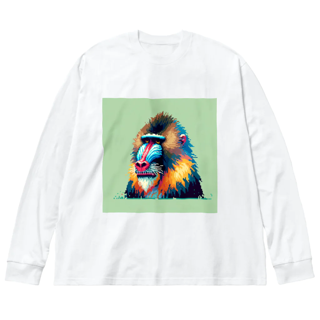 ippofumiのカラフルなマンドリルのドット絵 Big Long Sleeve T-Shirt