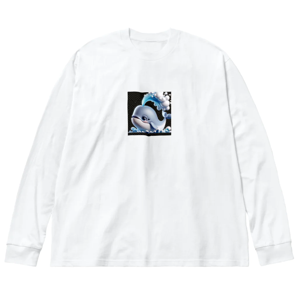 rakittoの潮ふきクジラのモン太 ビッグシルエットロングスリーブTシャツ