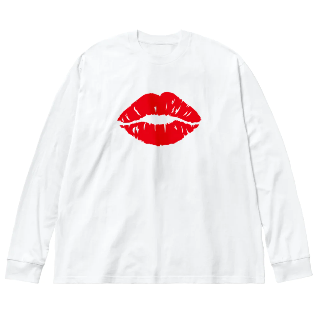 QUQU_WORKSのキスマーク kiss 唇デザイン レッド ビッグシルエットロングスリーブTシャツ