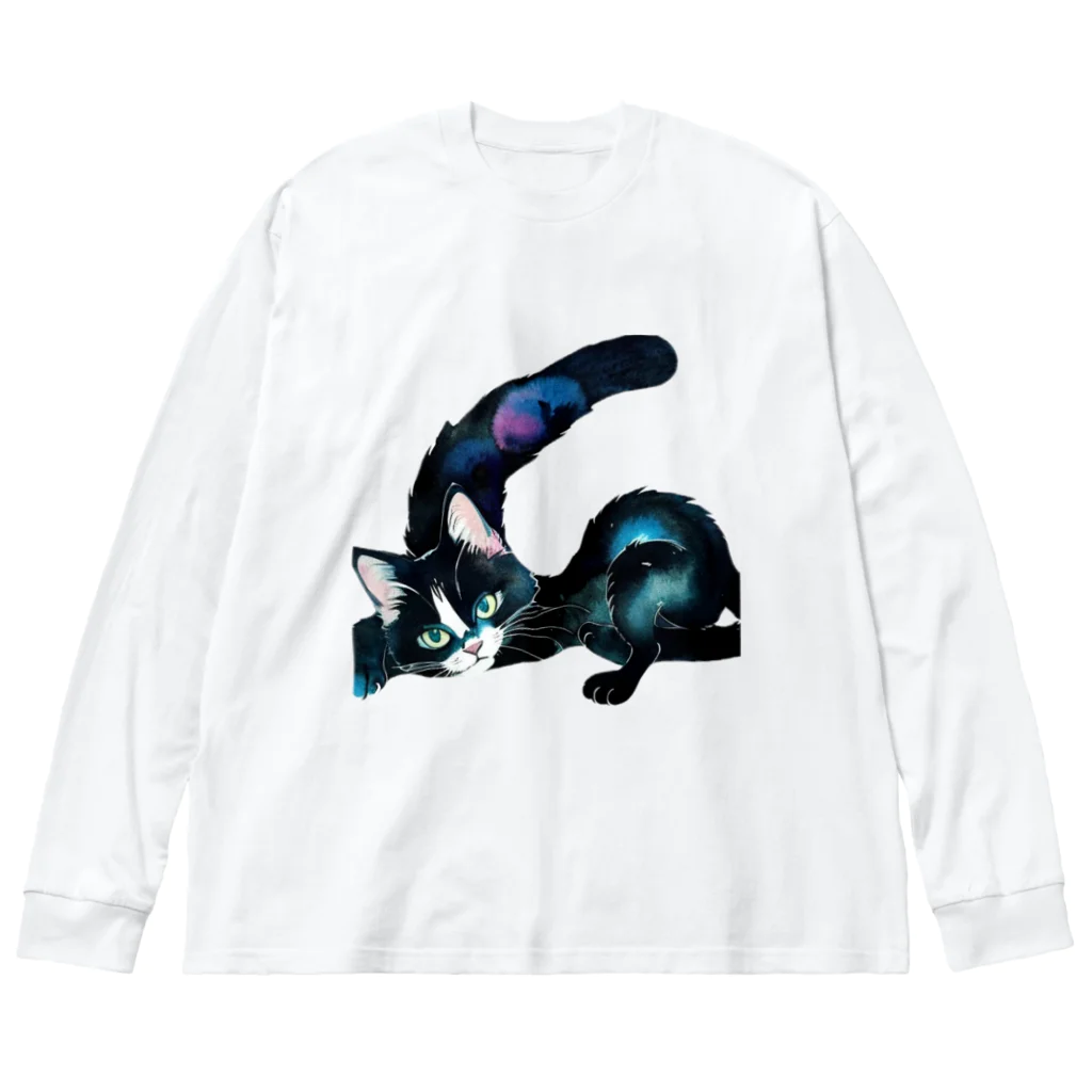 幸運のしっぽの黒猫と魔法の尻尾 Big Long Sleeve T-Shirt