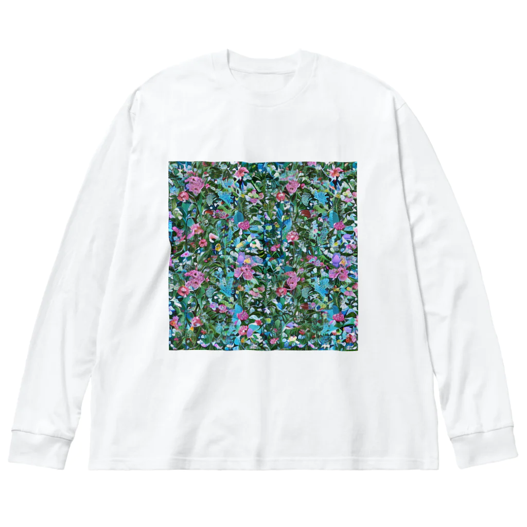 okura-hのおばあちゃんの柄シャツ Big Long Sleeve T-Shirt