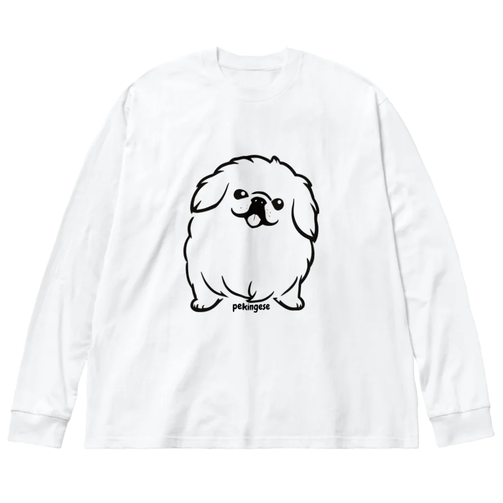 ファンシーTシャツ屋のモノクロペキニーズちゃん Big Long Sleeve T-Shirt