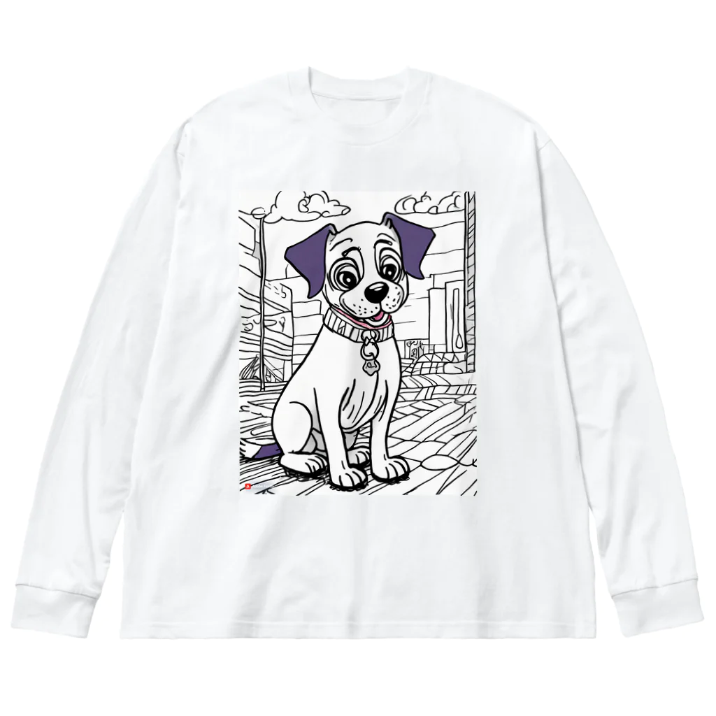 Paonのズーの犬の絵 ビッグシルエットロングスリーブTシャツ