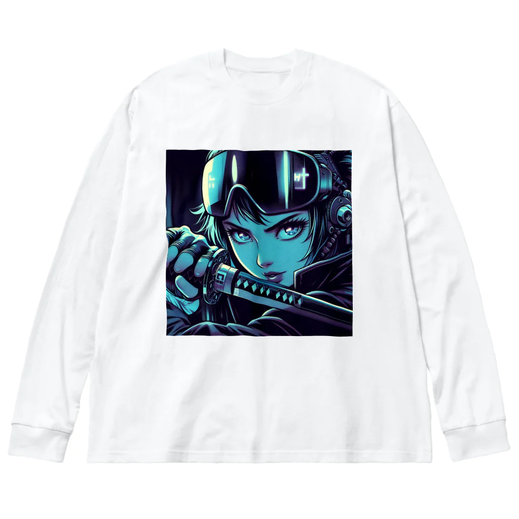 kangekiのサイバーパンクサムライガールNo.5 Big Long Sleeve T-Shirt