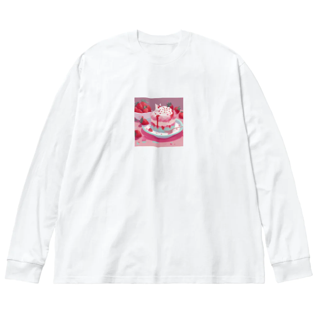 uchakyumaのいちごケーキにネコ Big Long Sleeve T-Shirt