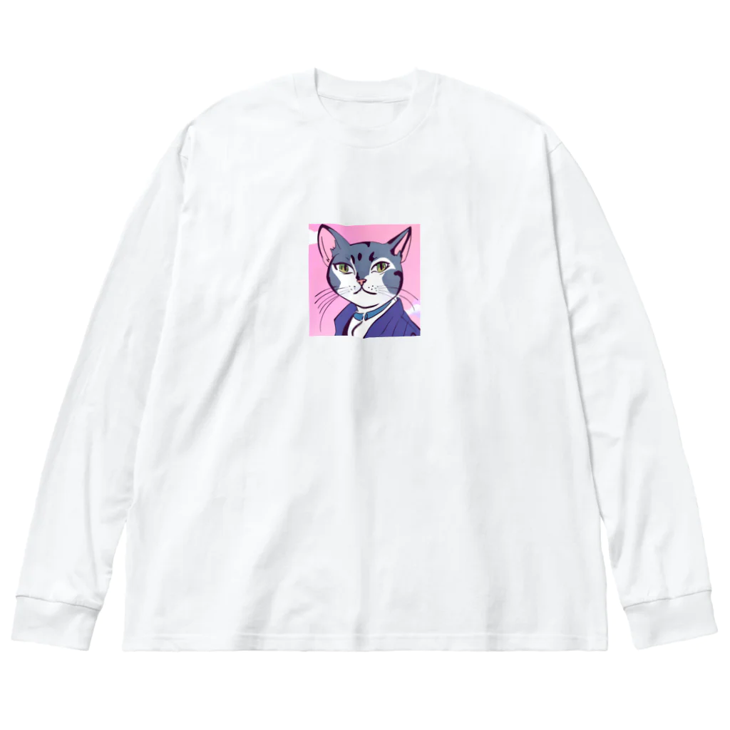 はまみるの精一杯のイケメン猫 ビッグシルエットロングスリーブTシャツ