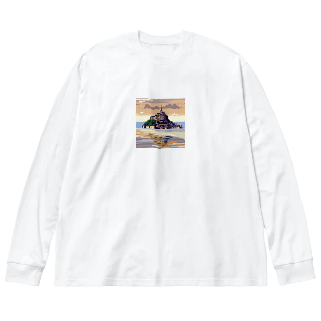 猫まるショップのモンサンミッシェル Big Long Sleeve T-Shirt