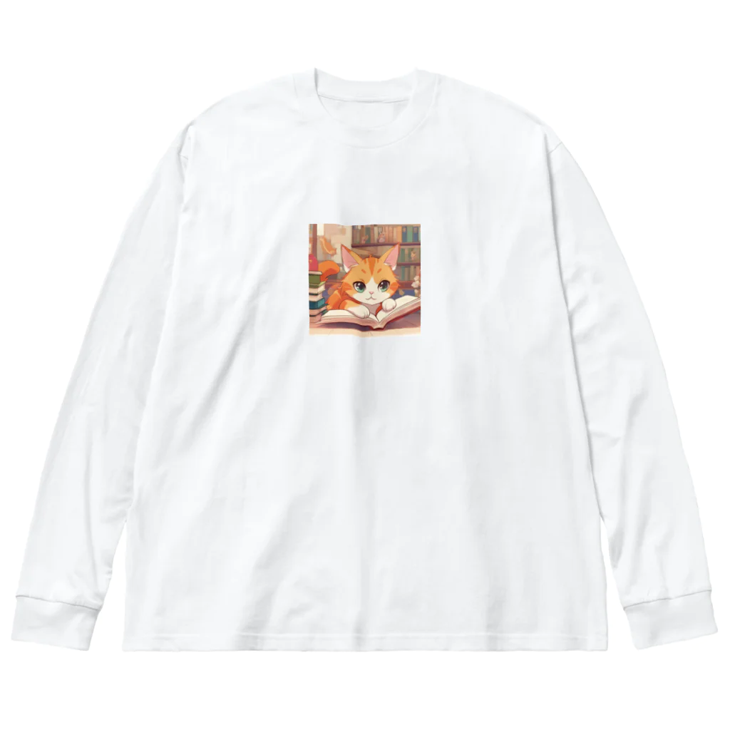 星パンダショップのほんよみかんねこ Big Long Sleeve T-Shirt