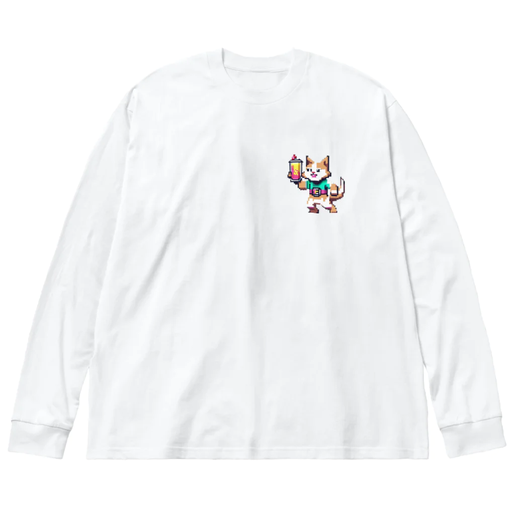 pikunekoのpikuneko　エナジー猫 ビッグシルエットロングスリーブTシャツ