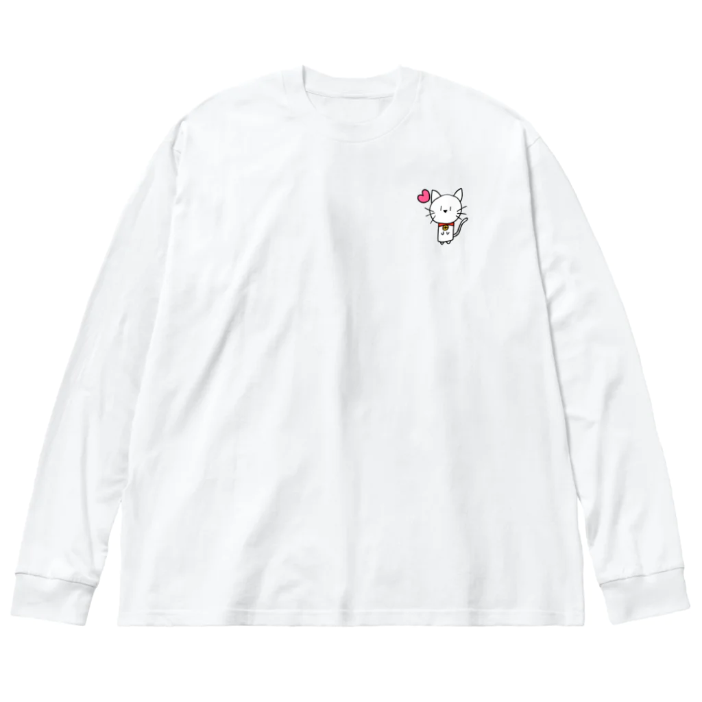 ねこ日和のねこ日和（白猫） ビッグシルエットロングスリーブTシャツ