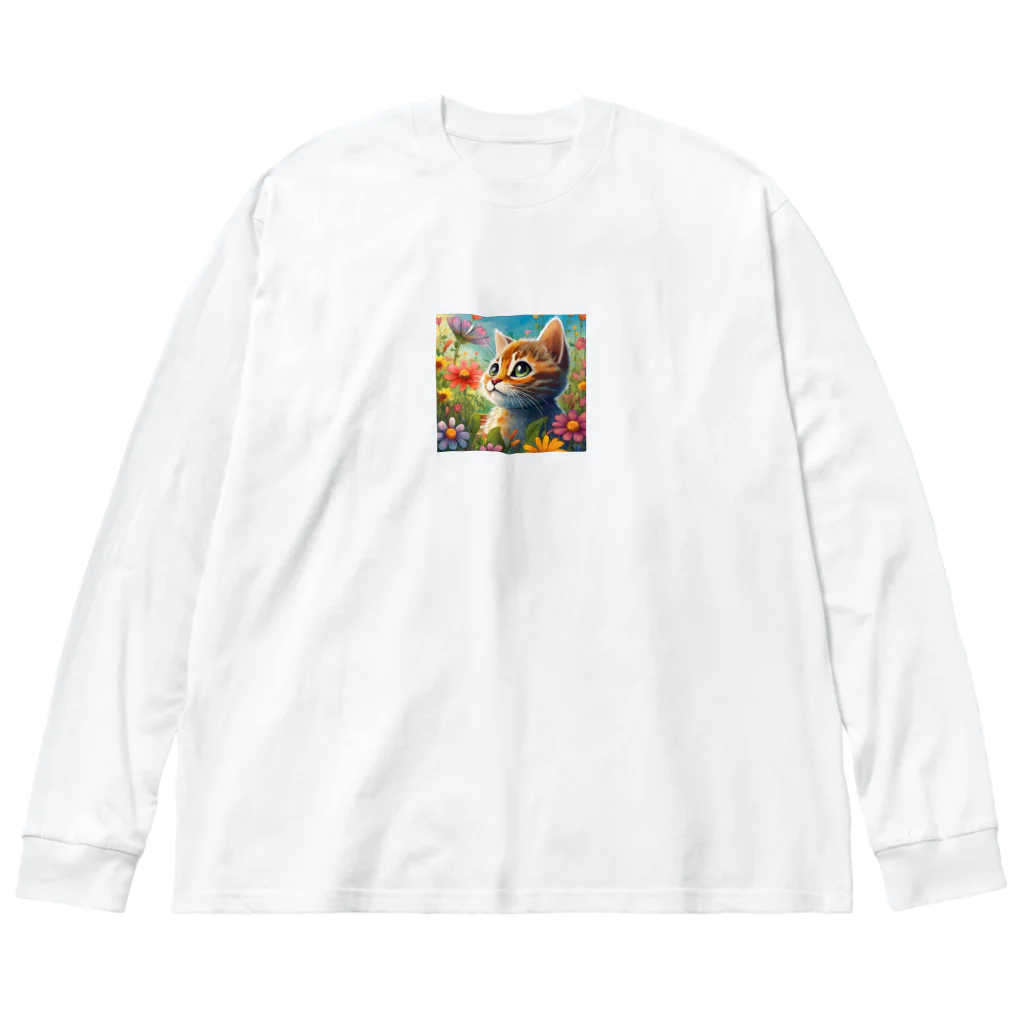 Happy Shopの可愛い猫キラキラ Big Long Sleeve T-Shirt