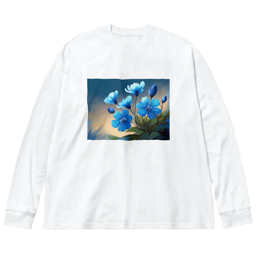 Happy Shopの青い花 ビッグシルエットロングスリーブTシャツ