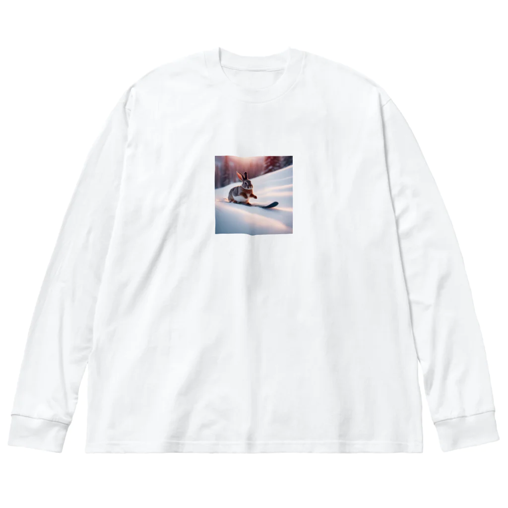 peinto888のスキーうさちゃん Big Long Sleeve T-Shirt