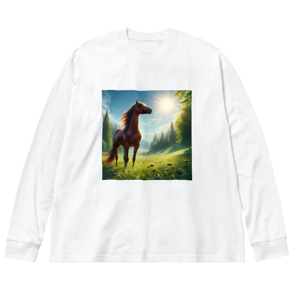 のんきさんの太陽と馬 Big Long Sleeve T-Shirt