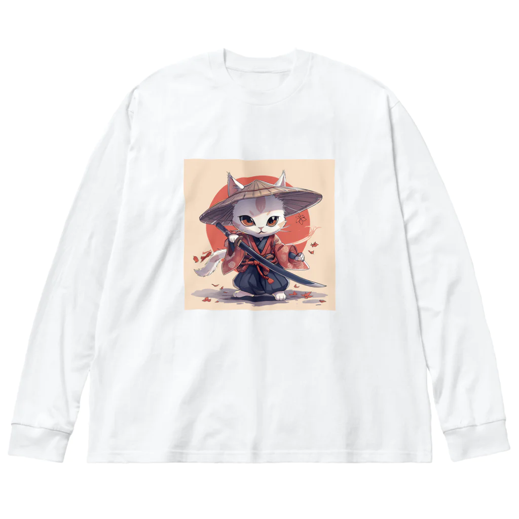 luckycongochanのNeko Samurai Big Long Sleeve T-Shirt