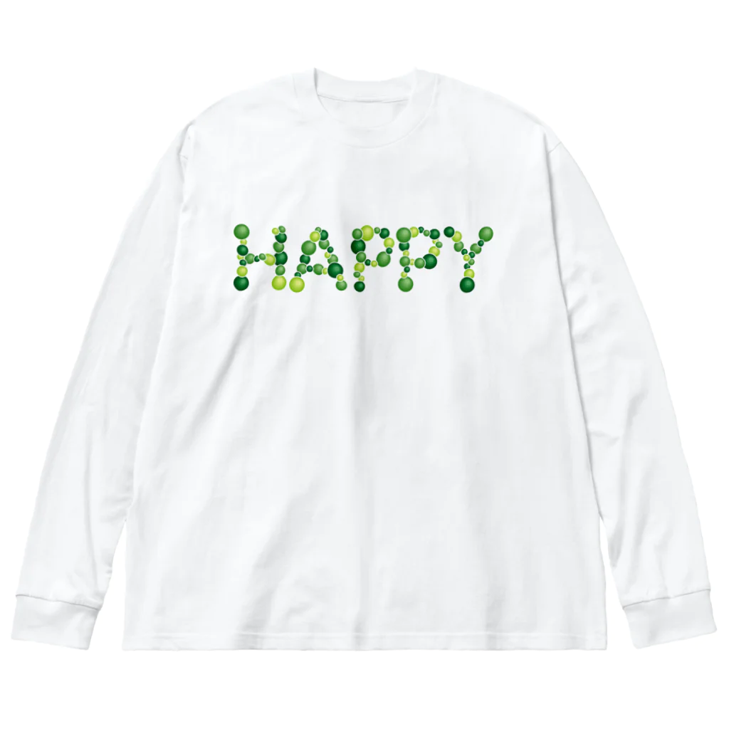 junichi-goodsのバルーン文字「HAPPY」（緑色系） ビッグシルエットロングスリーブTシャツ