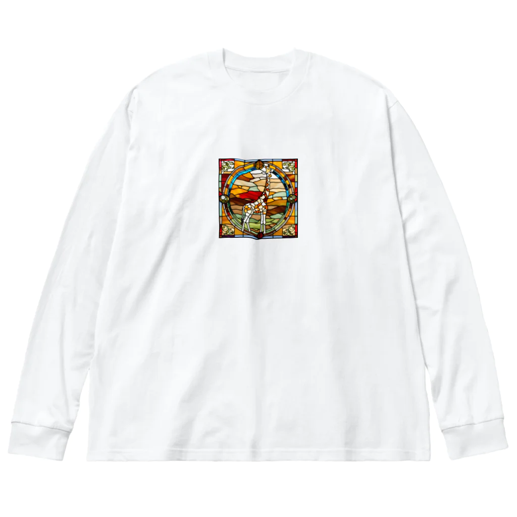 テケテケのキリンのステンドグラス柄グッズ Big Long Sleeve T-Shirt