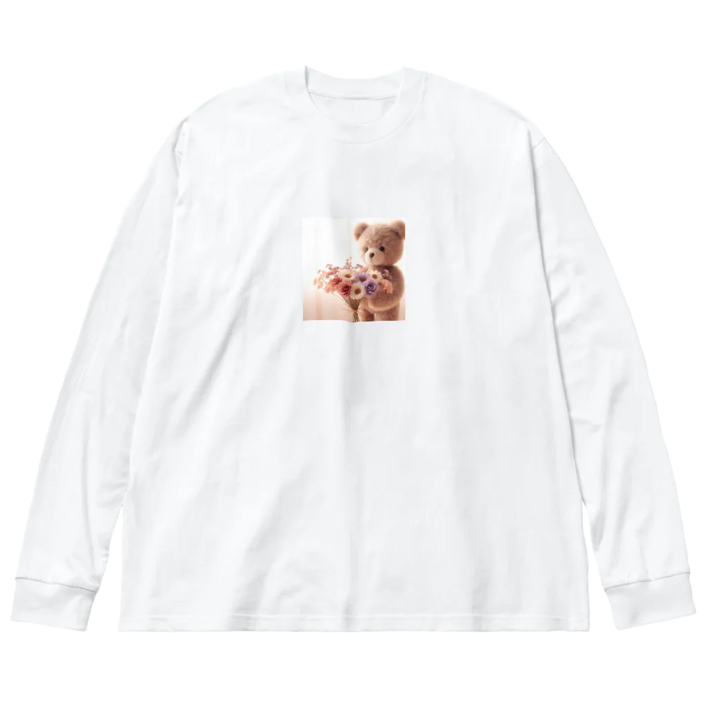 星パンダショップのはなとくま　～flower and bear～ ビッグシルエットロングスリーブTシャツ