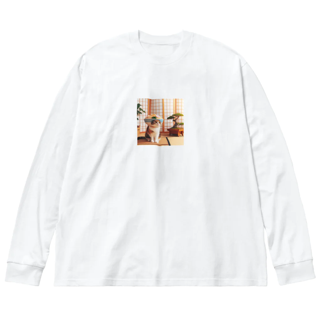 ベルギービールバー麦酒本舗公式グッズのラーメン猫２ Big Long Sleeve T-Shirt