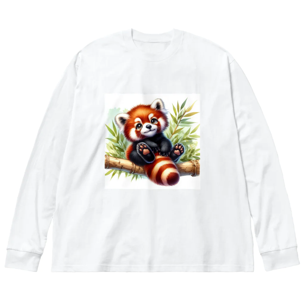 イラストアニマルズの絵本から飛び出たかのようなキュートなレッサーパンダ Big Long Sleeve T-Shirt