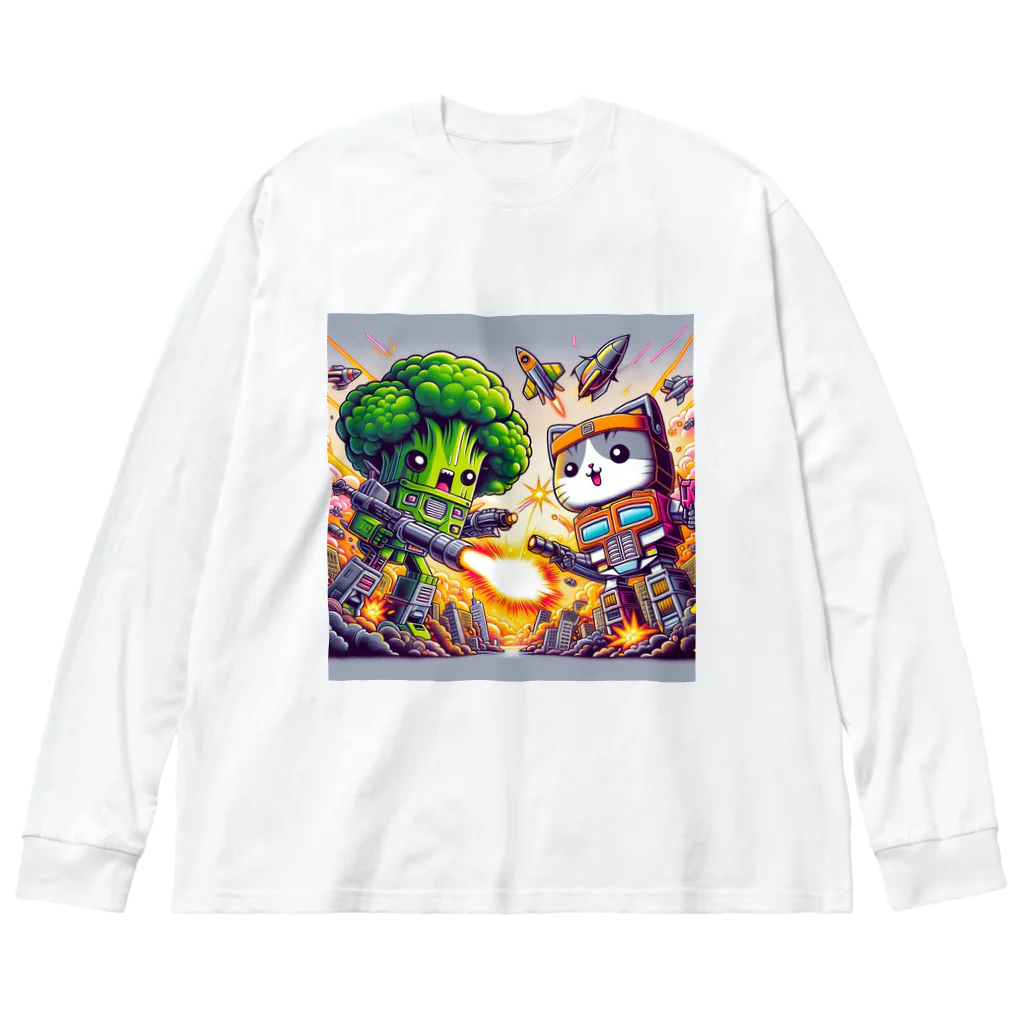 monpinのtorannsufo-mu　ぶろっこにゃん Big Long Sleeve T-Shirt