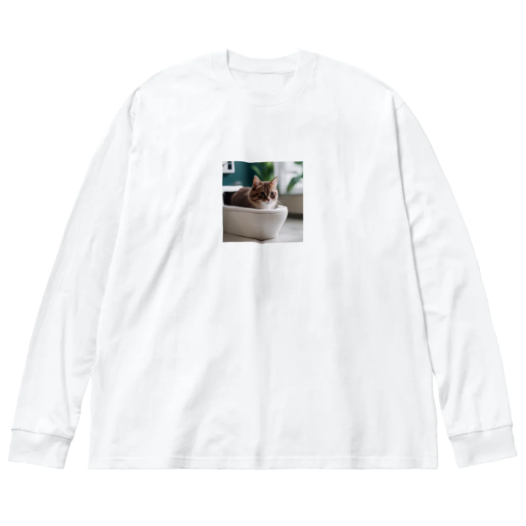 kojakechanのトイレに入るかわいいマンチカンのマカデミアナッツくん Big Long Sleeve T-Shirt