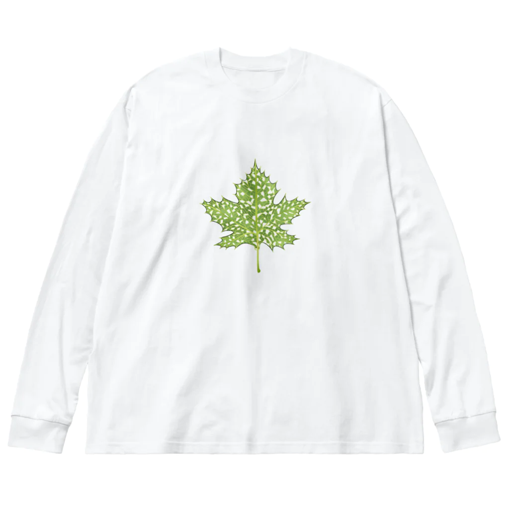 コガネ🌱水辺と緑のモミジバスズカケノキノハ ビッグシルエットロングスリーブTシャツ