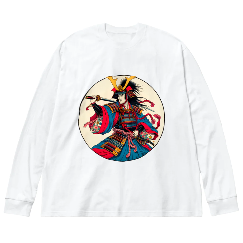 manyou-lab_Ukiyo-eの浮世絵 ド派手侍 Ukiyoe Flamboyant Samurai [UDS-DL-SR001-0003] Big Long Sleeve T-Shirt