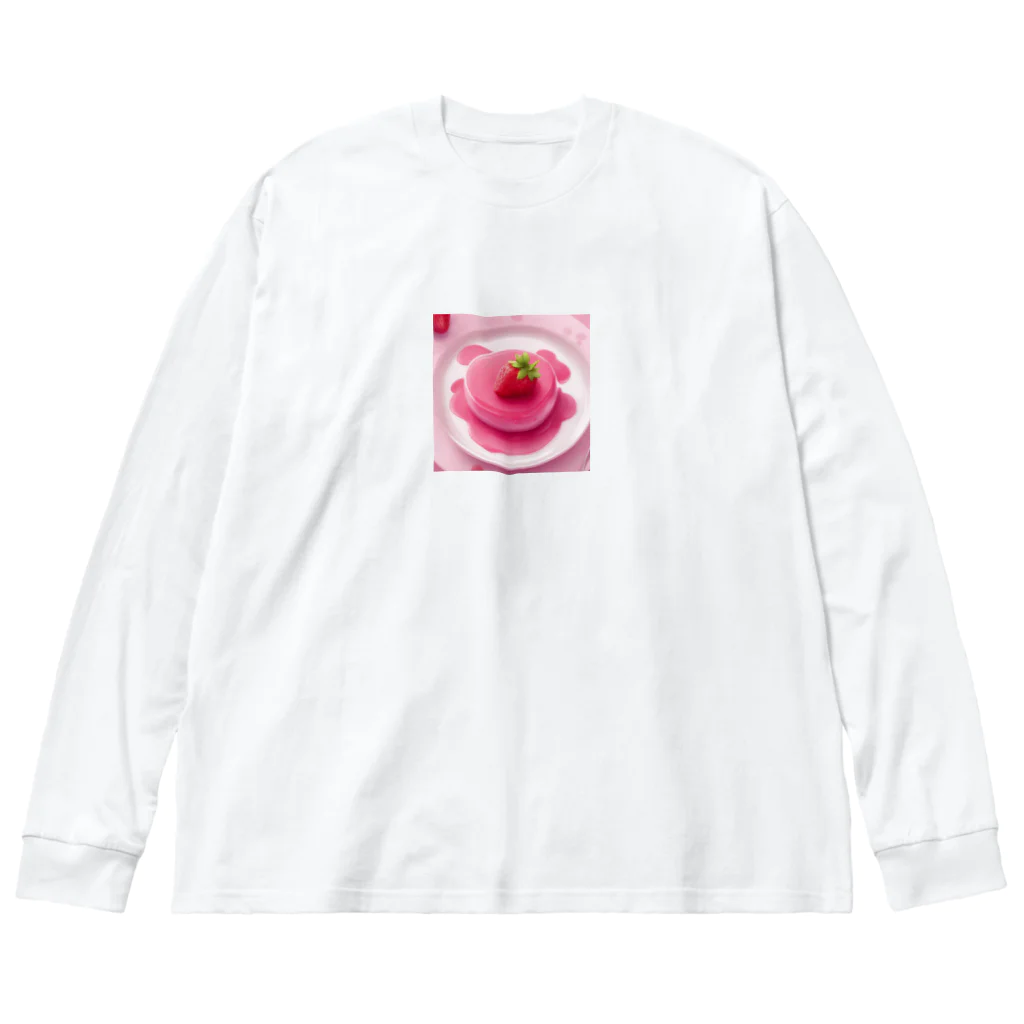 amxafukのピンクストロベリーかわいいプリン ビッグシルエットロングスリーブTシャツ