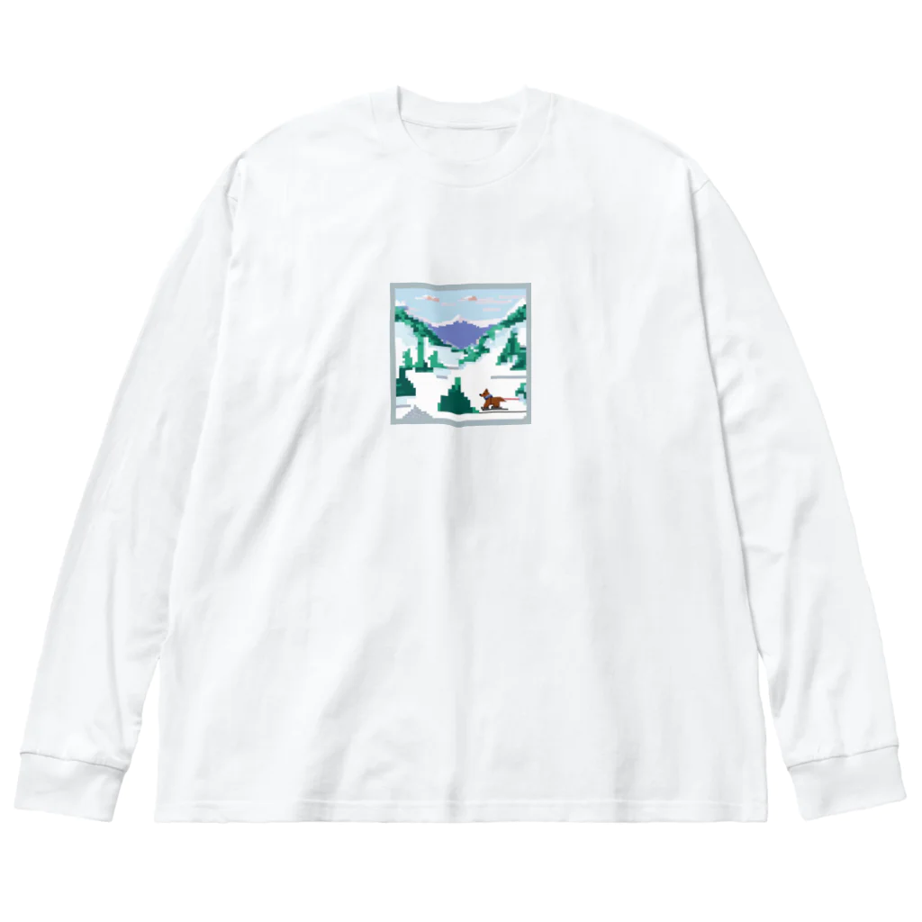 TAKASHIIのスキーをしている犬 ビッグシルエットロングスリーブTシャツ