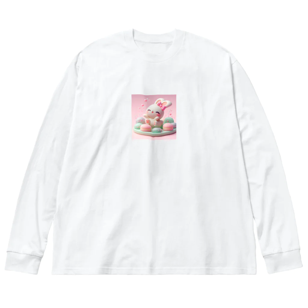 星パンダショップのほわほわマカロンうさぎ Big Long Sleeve T-Shirt