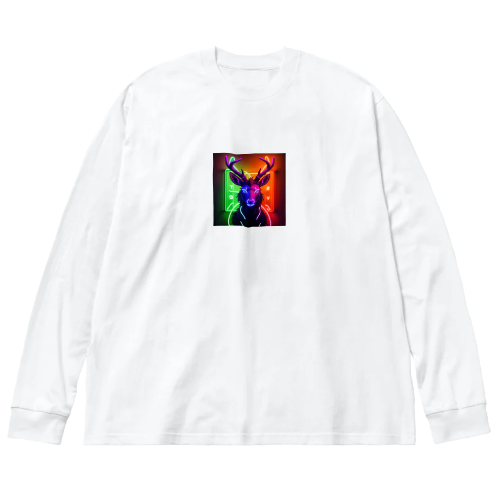 北の動物達と日常風景のポップなエゾシカ Big Long Sleeve T-Shirt