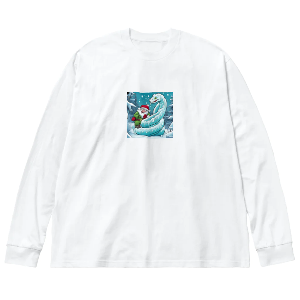 Sunbathingの寒冷地の氷柱が垂れ下がる中で凍る音を喜んでいる蛇 Big Long Sleeve T-Shirt