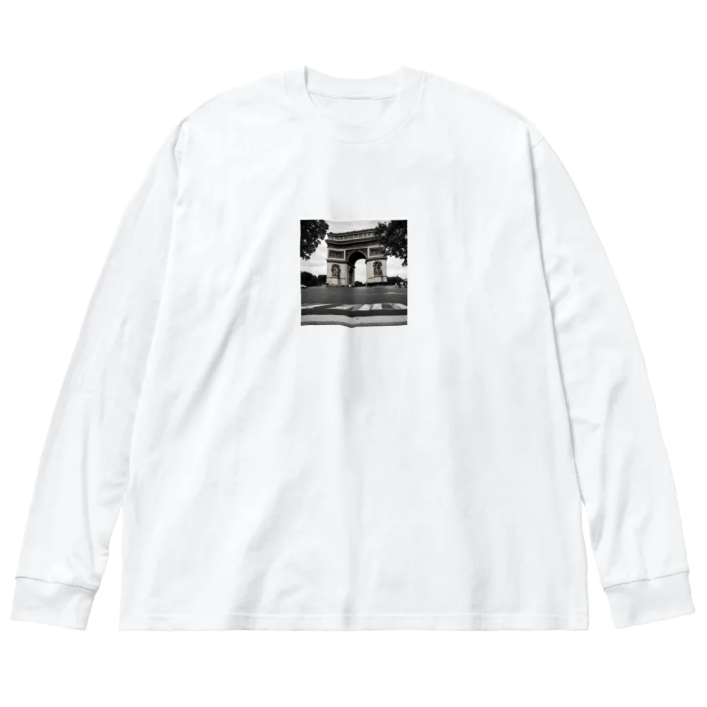 ai美女ショップの凱旋門モノクロ⛩ Big Long Sleeve T-Shirt